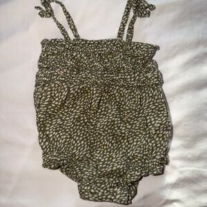 Old Navy Olive Leaf Print Baby Romper